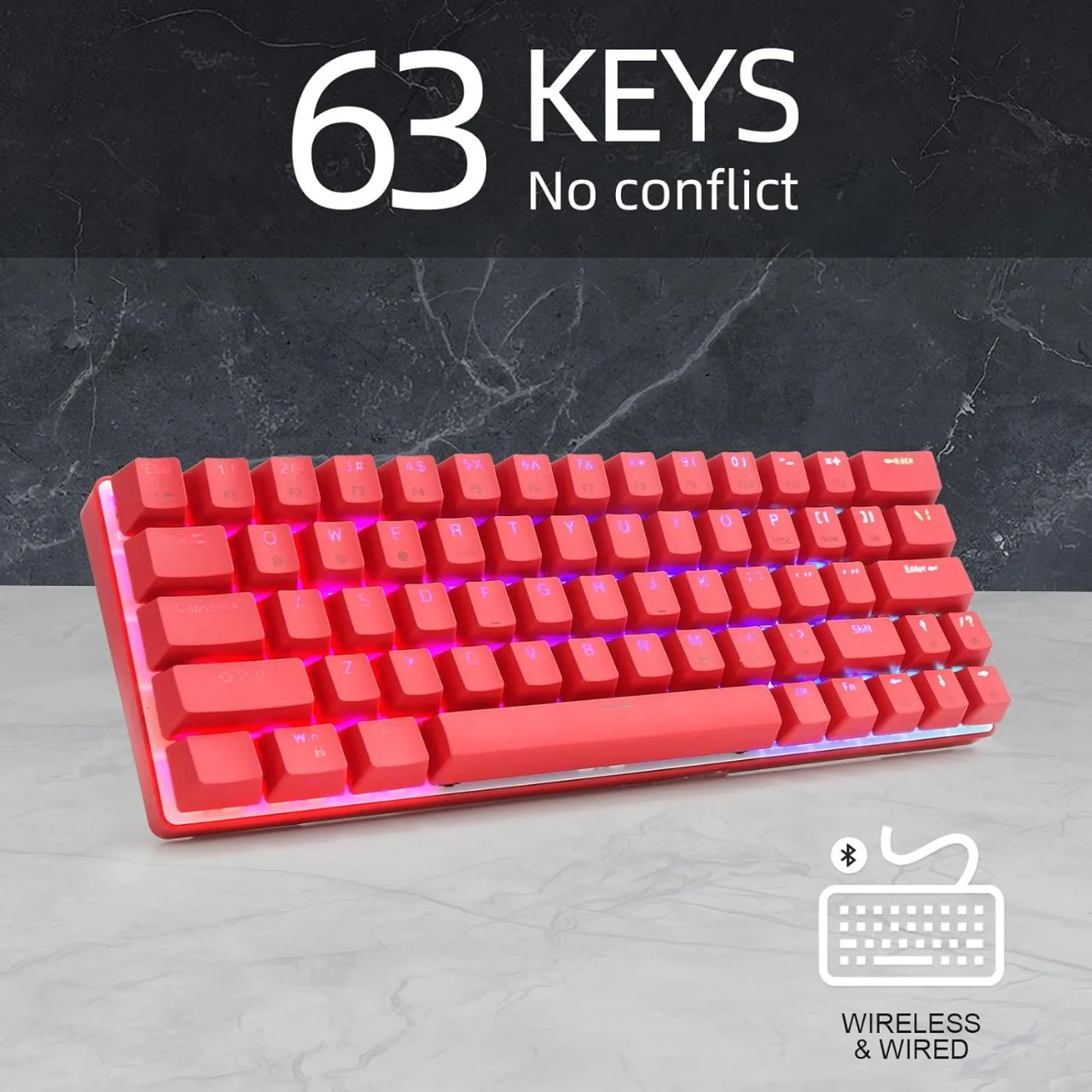 Mechanical Gaming Keyboard 63 Keys – Compact RGB Backlit | Gadget Buzzs
